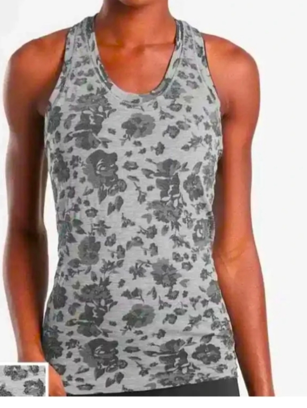 Athleta Black Gray Floral Racerback Tank Small